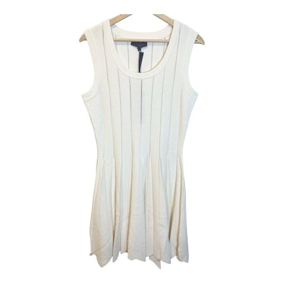 Hale Bob Ivory Sleeveless Mini Dress Large Fit And Flare Stretch Round Neck - Picture 2 of 10